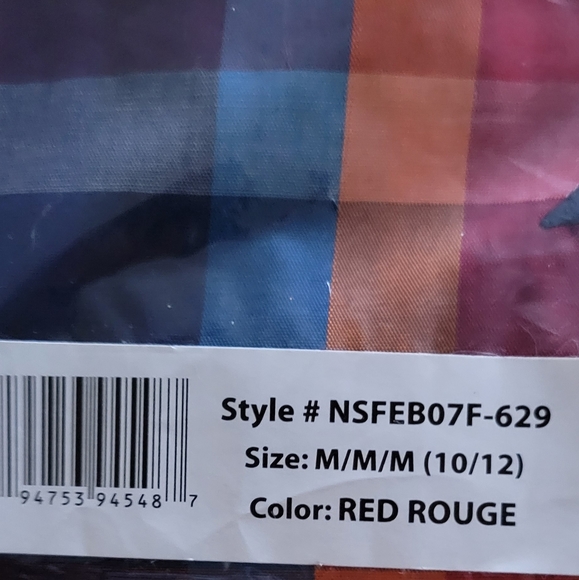 Nautical Boy's Multicolor Plaid Shirt; Style: Long Sleeve. Size: 10/12 (M). - Picture 4 of 5